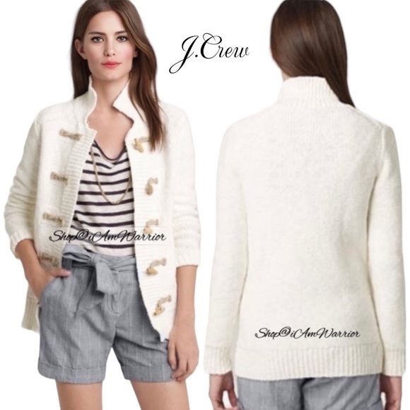 J.Crew ivory cotton fisherman style toggle cardigan sweater *shop@iamwarrior - Picture 1 of 10